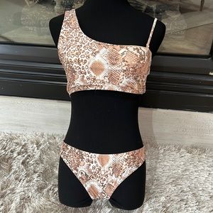 Snake skin print one shoulder bikini